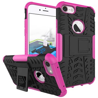 Fashion Fit Cover in Silicone and Plastic with Stand Function for iPhone 7 / iPhone 8 - Pink